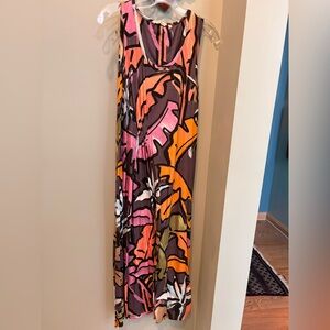 Soft Surroundings Multicolor Leaf Pattern Midi Summer Dress
